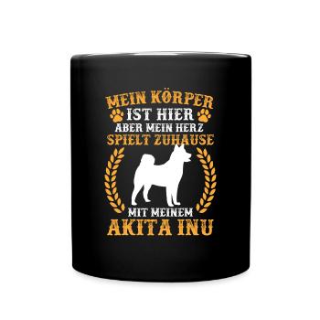 Spiele mit meinem Akita Inu japanischer Akita Inu - Tasse einfarbig - Schwarz - Vorne