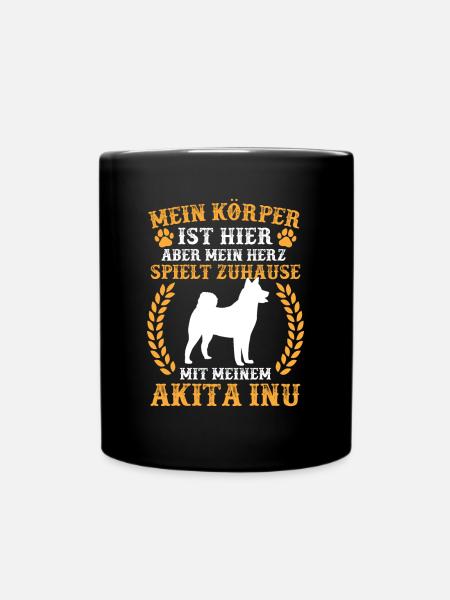 Spiele mit meinem Akita Inu japanischer Akita Inu - Tasse einfarbig - Schwarz