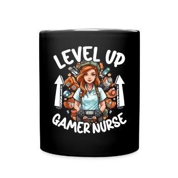 Gamer Nurse Video Game Player Gaming Nursing - Full Colour Mug - black - Front