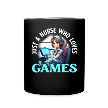 Gamer Nurse Video Game Player Gaming Nursing - Full Colour Mug - black - Front