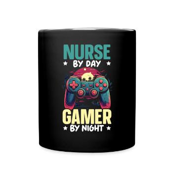 Gamer Nurse Video Game Player Gaming Nursing - Full Colour Mug - black - Front