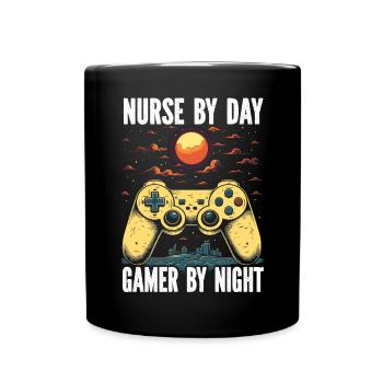 Gamer Nurse Video Game Player Gaming Nursing - Full Colour Mug - black - Front