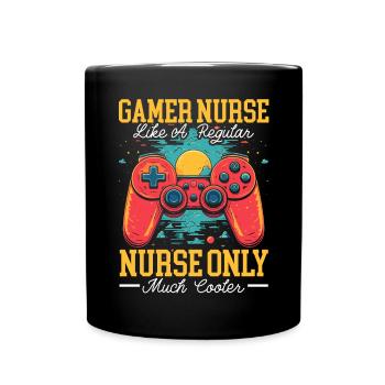 Gamer Nurse Video Game Player Gaming Nursing - Full Colour Mug - black - Front