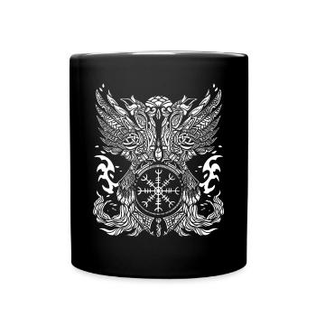 Odin Corbeau Hugin Munin Aegishjalmur Runes vikings - Mug uni - noir - Devant