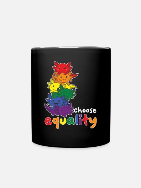 Regenbogen Axolotl Flag Pride LGBTQ süße Axolotls - Tasse einfarbig - Schwarz