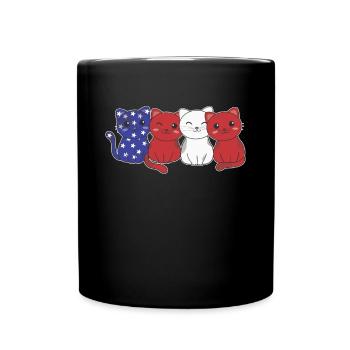 Cat for the Fourth of July USA Flag Cats - Full Colour Mug - black - Front