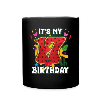 17th Birthday Watermelon Summer Gift - Full Colour Mug - black - Front