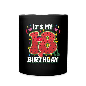 18th Birthday Watermelon Summer Gift - Full Colour Mug - black - Front