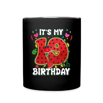19th Birthday Watermelon Summer Gift - Full Colour Mug - black - Front