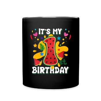 1st Birthday Watermelon Summer Gift - Full Colour Mug - black - Front