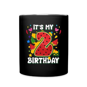 2nd Birthday Watermelon Summer Gift - Full Colour Mug - black - Front