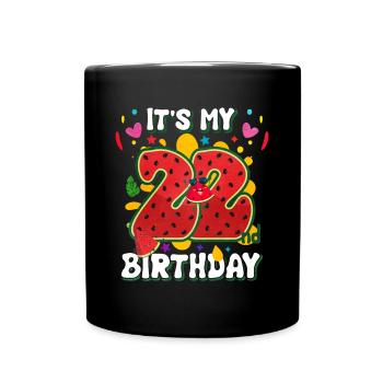 22nd Birthday Watermelon Summer Gift - Full Colour Mug - black - Front