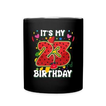 23rd Birthday Watermelon Summer Gift - Full Colour Mug - black - Front