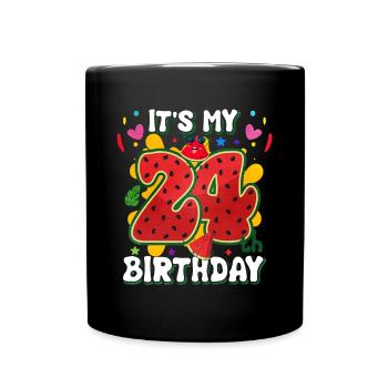 24th Birthday Watermelon Summer Gift - Full Colour Mug - black - Front