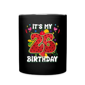 26th Birthday Watermelon Summer Gift - Full Colour Mug - black - Front