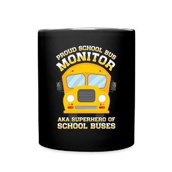 School Bus Monitor Bus Attendant School Transport - Full Colour Mug - black - Front