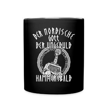 Lustiges Wikinger nordischer Gott Hammersbald - Tasse einfarbig - Schwarz - Vorne