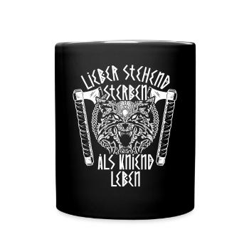 Nordischer Germane Wikinger mit Ehre und Stolz - Tasse einfarbig - Schwarz - Vorne