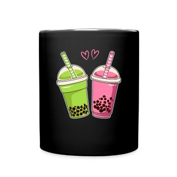 Two Kawaii Boba Tea Bubble Tea - Full Colour Mug - black - Front
