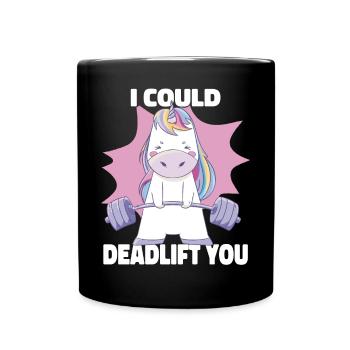 I Could Deadlift You Cute Unicorn Powerlifting - Full Colour Mug - black - Front