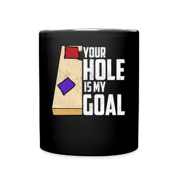 Lustiges Cornhole Corn Hole - Tasse einfarbig - Schwarz - Vorne