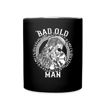 Lustiger Wikinger Spruch mit Runen - Bad Old Man - Tasse einfarbig - Schwarz - Vorne