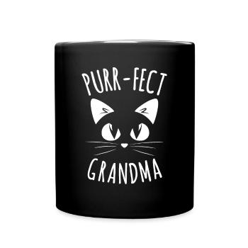 SCHNURR-FECT Oma Pelz Mama Niedlich Katze Liebhaber Tier Gi - Tasse einfarbig - Schwarz - Vorne