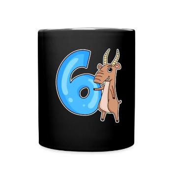 6th Birthday Motif Saiga Antelope - six years - Full Colour Mug - black - Front