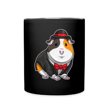 Meerschweinchen Bräutigam Fliege Hochzeit - Tasse einfarbig - Schwarz - Vorne