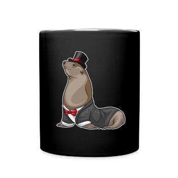 Mariage du marié de phoques au haut-de-forme - Mug uni - noir - Devant