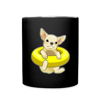 Chihuahua Schwimmen Schwimmring Sommer - Tasse einfarbig - Schwarz - Vorne