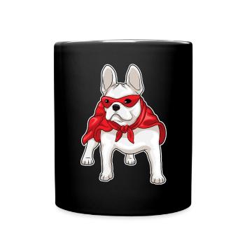 French Bulldog Superhero Cloak - Full Colour Mug - black - Front