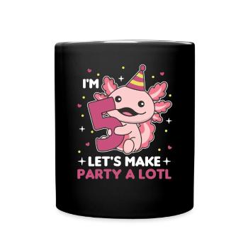 5th birthday axolotl five year old cute axolotls - Full Colour Mug - black - Front