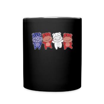 Hippo for the Fourth of July USA flag - Full Colour Mug - black - Front