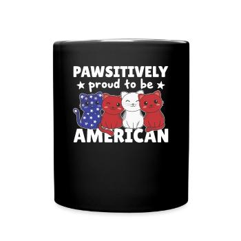Cat for the Fourth of July USA Flag Cats - Full Colour Mug - black - Front