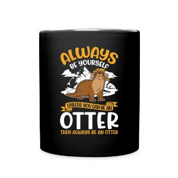 Otter Geschenk Fischotter Seeotter - Tasse einfarbig - Schwarz - Vorne