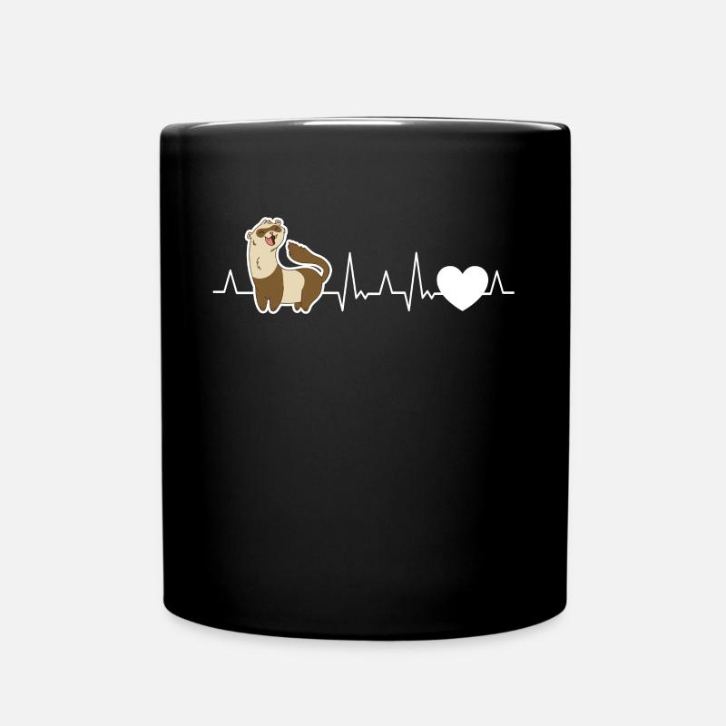 Frettchen Herzschlag - Tasse einfarbig - Schwarz