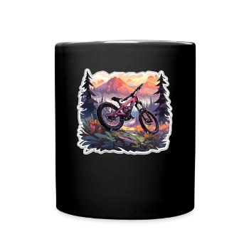Downhill Downhill Mountain Bike Mtb - Full Colour Mug - black - Front