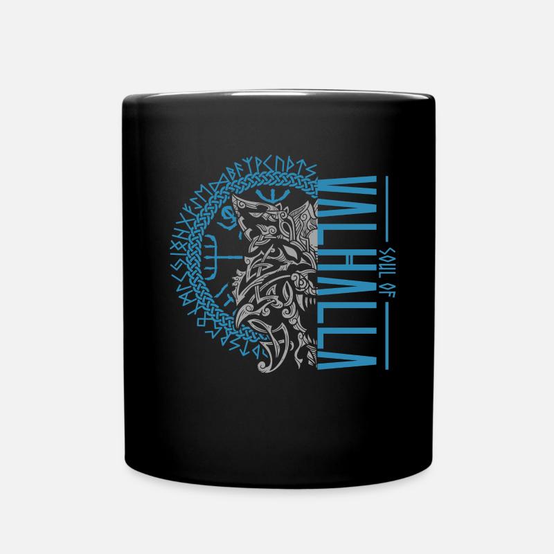 Celtic Viking Knot Wolf - Soul of Valhalla - Full Colour Mug - black