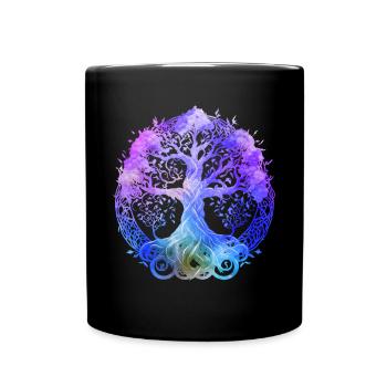 Tree of Yoga Life Spirituality and Meditation - Full Colour Mug - black - Front