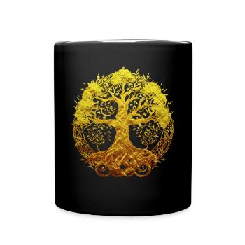 Arbre du monde d’or Yggdrasil Mythologie nordique - Mug uni - noir - Devant