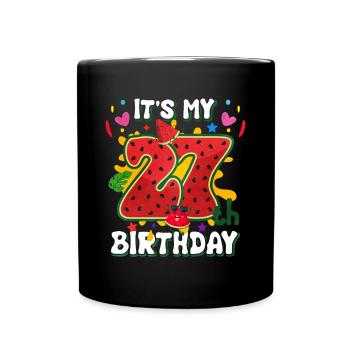 27th Birthday Watermelon Summer Gift - Full Colour Mug - black - Front