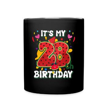 28e anniversaire Pastèque cadeau d’été - Mug uni - noir - Devant