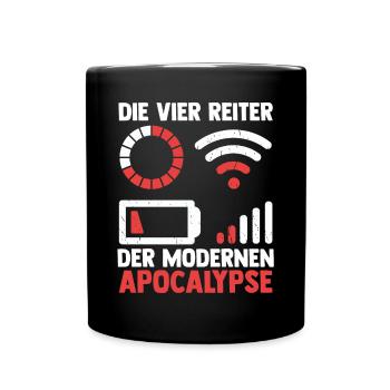 Die vier Reiter der modernen Apocalypse - Tasse einfarbig - Schwarz - Vorne