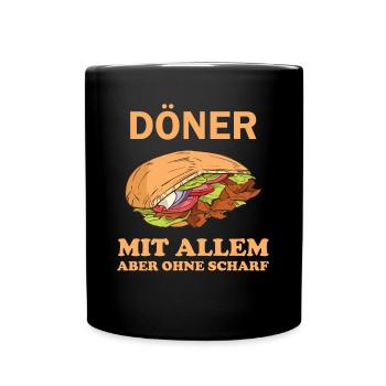 Bitte ein Döner mit Allem lustige Döner Sprüche - Tasse einfarbig - Schwarz - Vorne