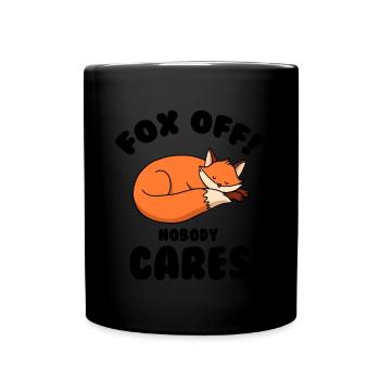 Fox Off Nobody Cares - Full Colour Mug - black - Front