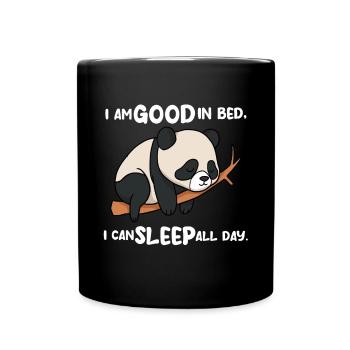 Je suis bon au lit panda - Mug uni - noir - Devant