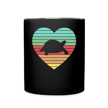 Retro Tortoise Vintage Heart Turtle Reptile - Full Colour Mug - black - Front