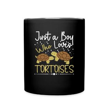 Just A Boy Who Loves Tortoises Reptile Turtle Men - Full Colour Mug - black - Front