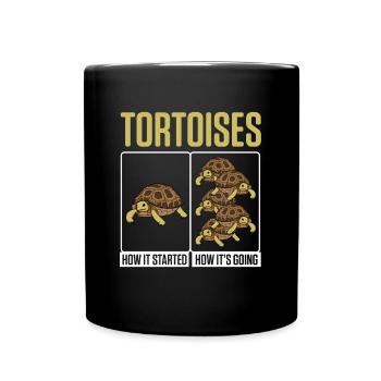 Funny Tortoises How Started How It's Going Turtle - Tasse einfarbig - Schwarz - Vorne